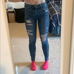 American Eagle Blue Distressed Super Stretch Jeans